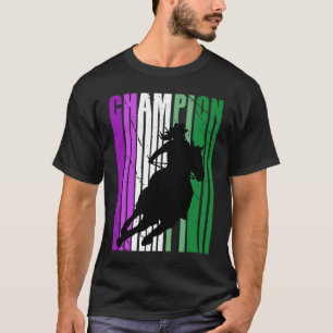 T-shirt Championne de Rodéo Rose Cavalant un Cheval de Cou