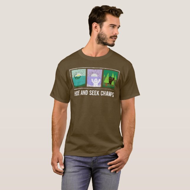 T-shirt Champions de cache-cache grand pied, yeti, Nessie (Devant entier)