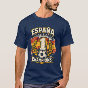 T-shirt Champions du Monde d'Espagne Vintage Badge de Foot