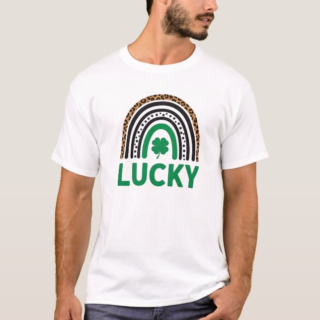 T-shirt Chamrock Léopard Graphique Arc-en-Ciel Bohème Chan (Devant)
