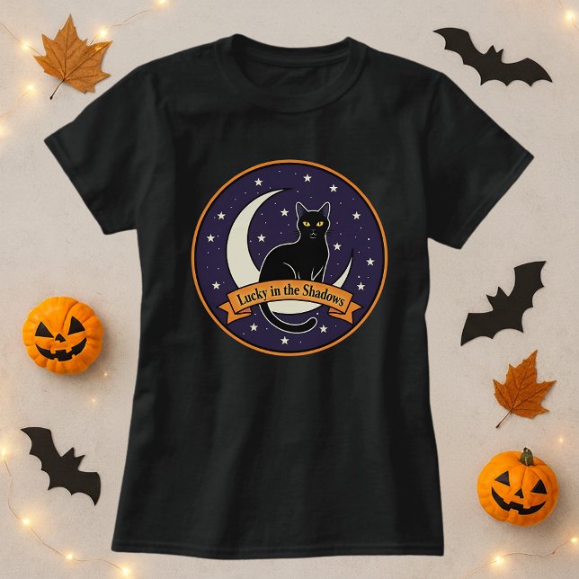 T-shirt Chance dans l'ombre Chemise; Halloween Chat Noir (Créateur téléchargé)