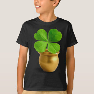 T-shirt Chance Lucky Charm Pot doré avec quatre feuilles C