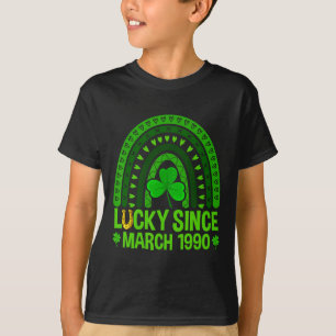 T-shirt Chanceux depuis mars 1990 Anniversaire &# e St-Pa