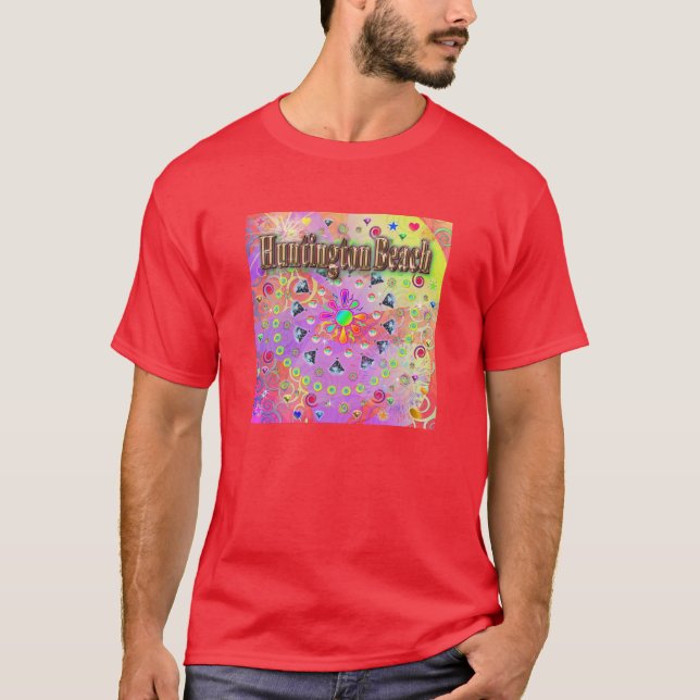 T-shirt chanceux doré de Huntington Beach (Devant)