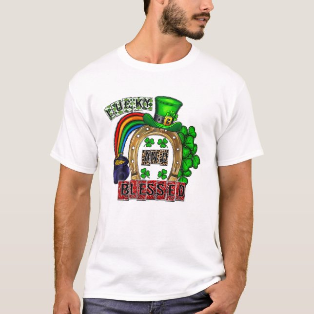 T-shirt Chanceux Et Béni Léopard Léopard St Patrick' Da (Devant)