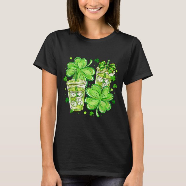 T-shirt Chanceux et caféiné trèfle de la Saint-Patrick (Devant)