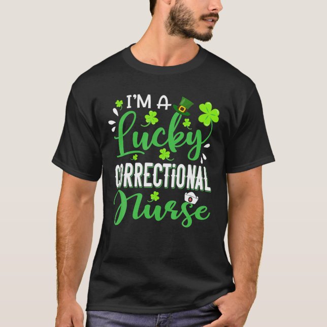 T-shirt Chanceux Shamrock du service correctionnel Top Hat (Devant)