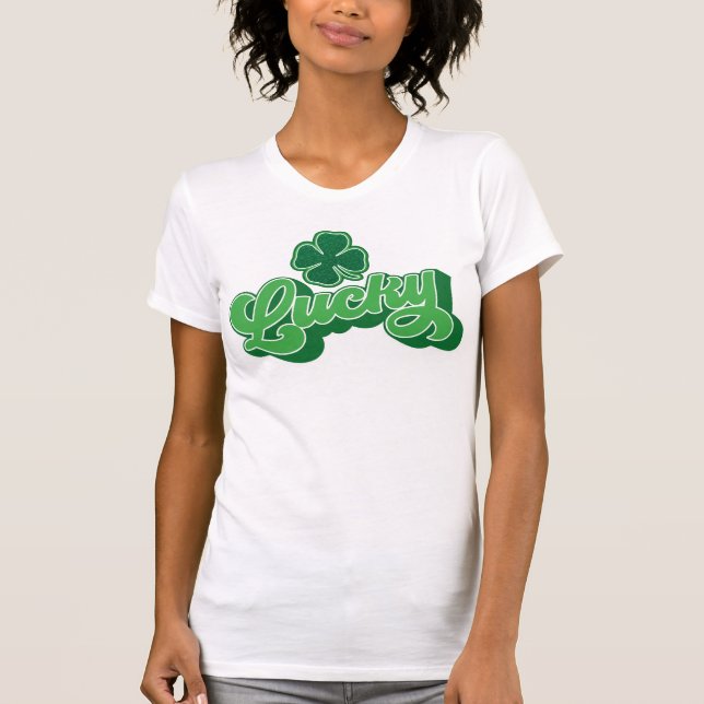 T-Shirt Chanceux Trèfle à Quatre Feuilles Vert (Devant)