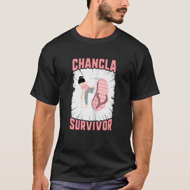 T-shirt Chancla Survivante Maman Sarcastique Sandale Flip  (Devant)