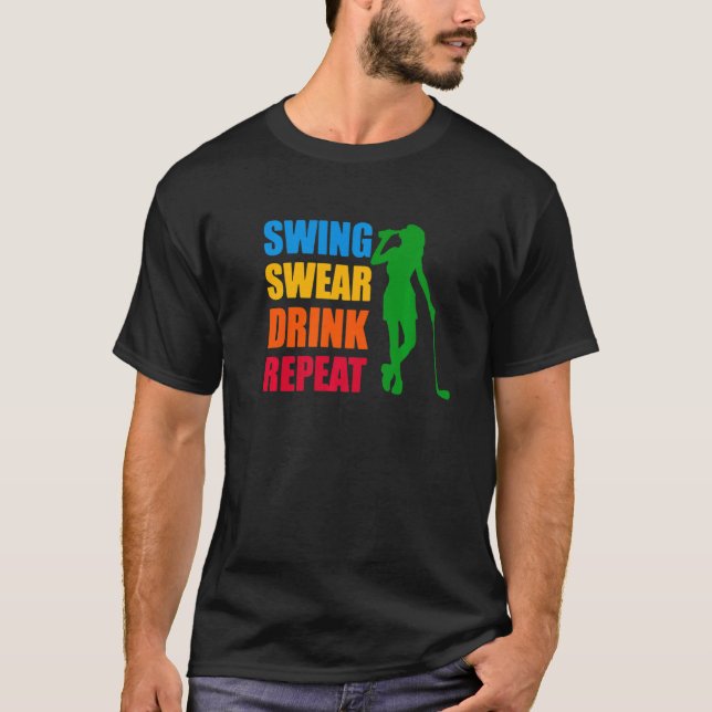 T-shirt Chandail à coudre Boire Aimer Répéter Golf (Devant)