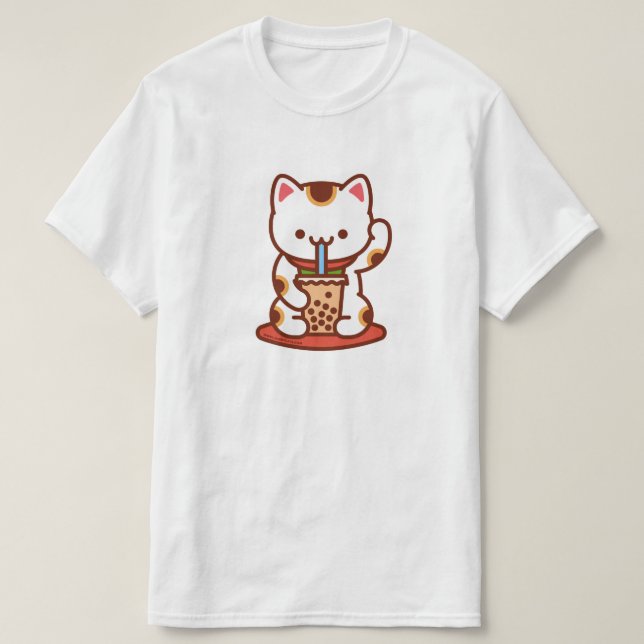 T-shirt Chandail amusant - MANEKI-NEKO BOBA KIT-THÉ (Design devant)