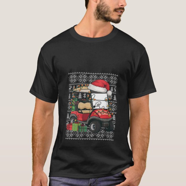 T-shirt Chandail de femmes Noël style laide Santa Hat Golf (Devant)