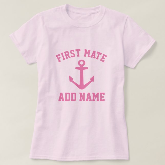 T-shirt Chandail de navigation de première maté rose pour  (Design devant)