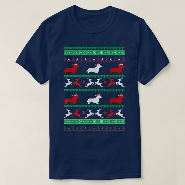 T-shirt Chandail De Noël Corgi Pour Amoureux de les chiens (Design devant)