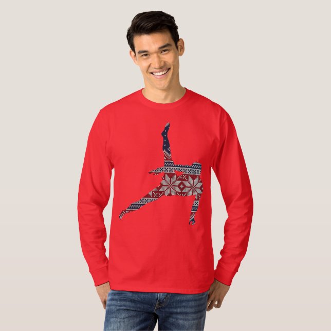 T-shirt Chandail de Noël de gymnastique - la silhouette (Devant entier)
