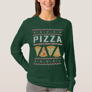 T-shirt Chandail de Noël moche à la pizza