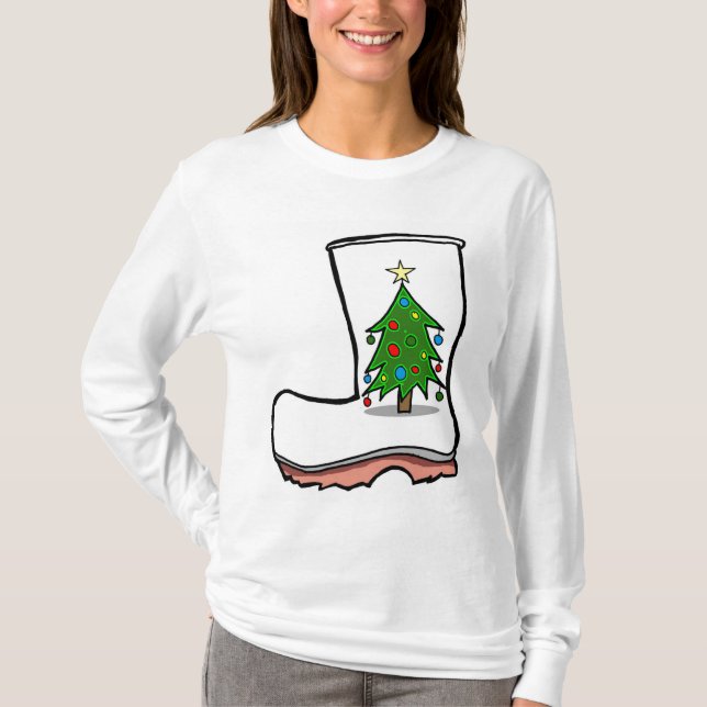 T-shirt Chandail de Noël moche Cajun Bottes de crevaison (Devant)