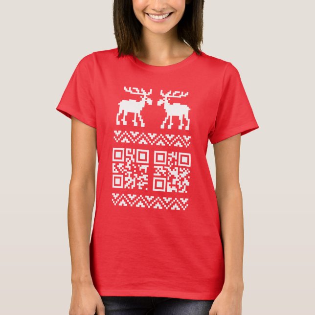 T-shirt Chandail de Noël moche Code QR Bonne année ! (Devant)