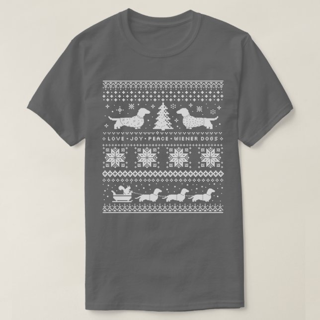 T-shirt Chandail de Noël moche Dachshunds (Design devant)