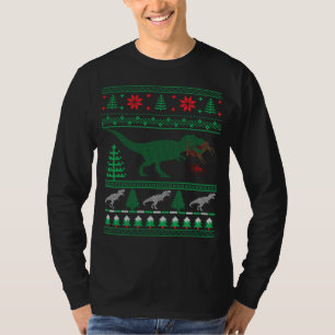 T-shirt Chandail de Noël moche de Dinosaur Reindeer Tree R