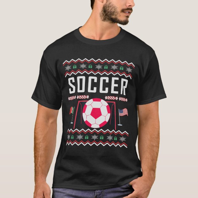 T-shirt Chandail de Noël moche de football (Devant)