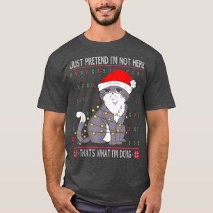 T-shirt Chandail de Noël moche drôle avec Chat Sarcastique