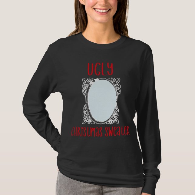 T-shirt Chandail de Noël moche drôle avec Hommes Miroir Fe (Devant)