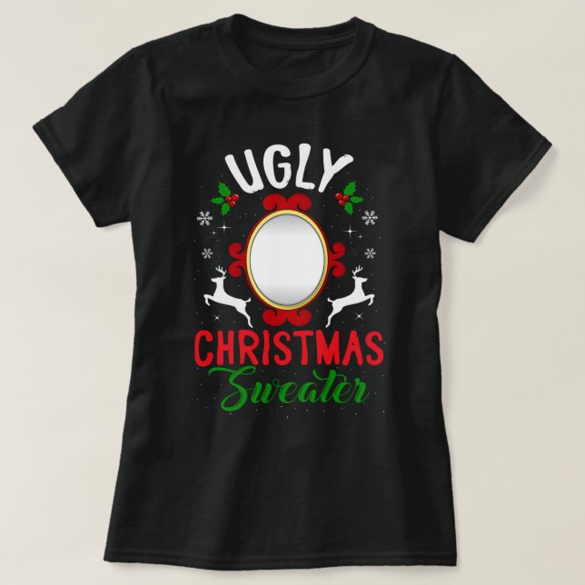 T-shirt Chandail de Noël moche drôle avec miroir (Design devant)