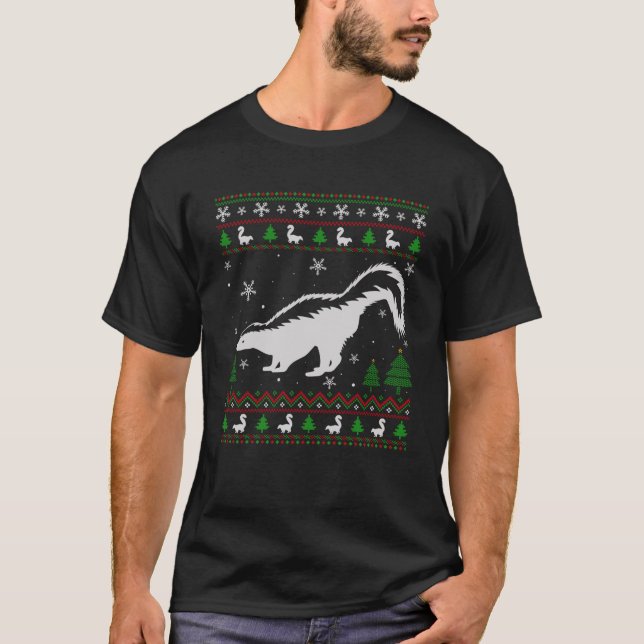 T-shirt Chandail de Noël moche pour Amateurs de Skunk Drôl (Devant)