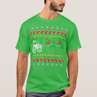 T-shirt Chandail de Noël moche pour tracteur agricole