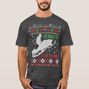 T-shirt Chandail de Noël motoneige Fun Père Noël Xmas Cade