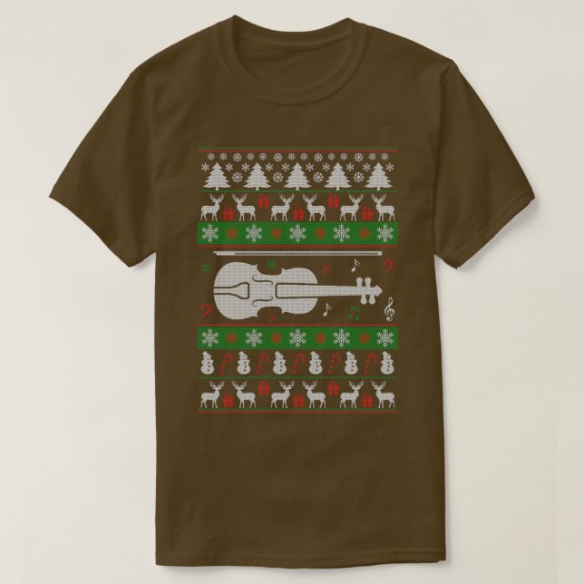 T-shirt Chandail de Noël pour violon moche (Design devant)