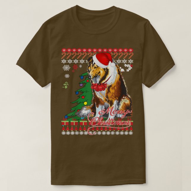 T-shirt Chandail de Noël Rough Collie (Design devant)