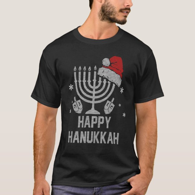 T-shirt Chandail drôle et moche Hanoukka Happy Hanoukka 20 (Devant)