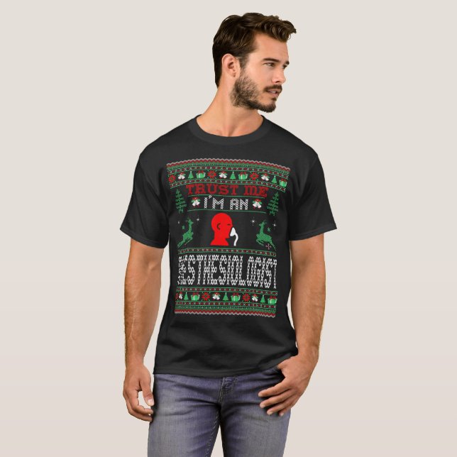 T-shirt Chandail laid de Noël d'anesthésiste de Faites-moi (Devant entier)