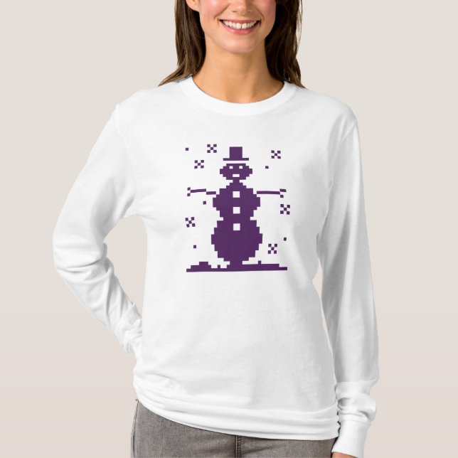 T-shirt Chandail laid de Noël de bonhomme de neige (Devant)