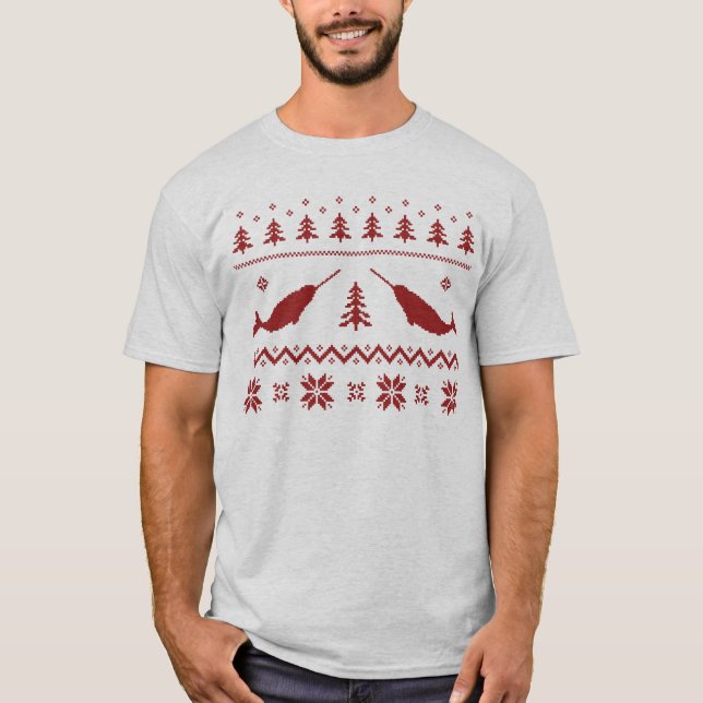 T-shirt Chandail laid de Noël de Narwhal (Devant)