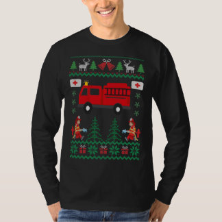 T-shirt Chandail laid de Noël de sapeur-pompier