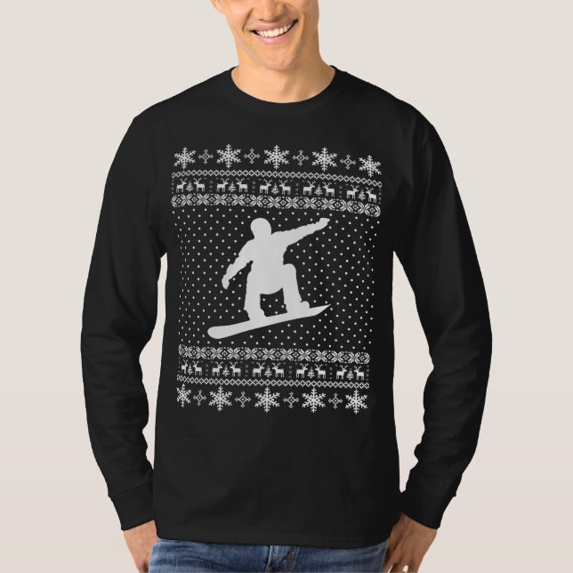 T-shirt Chandail laid de Noël de snowboarding (Devant)