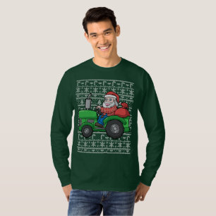 T-shirt Chandail laid de Noël de tracteur d'agriculteur d