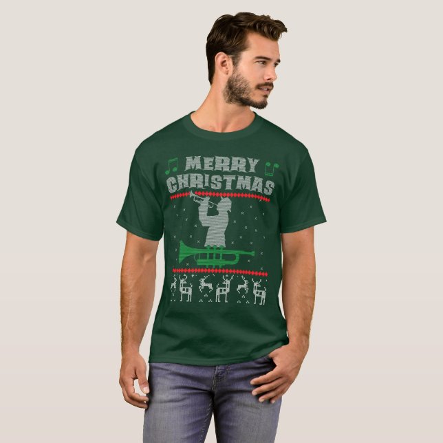 T-shirt Chandail laid de Noël de trompette (Devant entier)