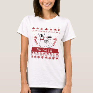 T-shirt Chandail laid de Noël de vol de bonhomme de neige