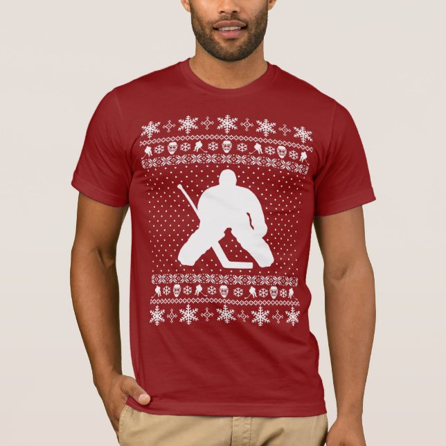 T-shirt Chandail laid de Noël d'hockey (Devant)