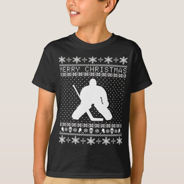 T-shirt Chandail laid de Noël d'hockey (Devant)