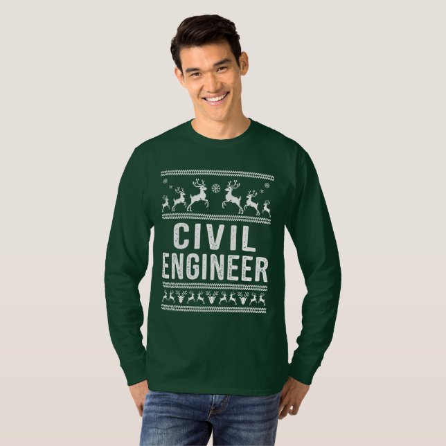 T-shirt Chandail laid de Noël d'ingénieur civil (Devant entier)