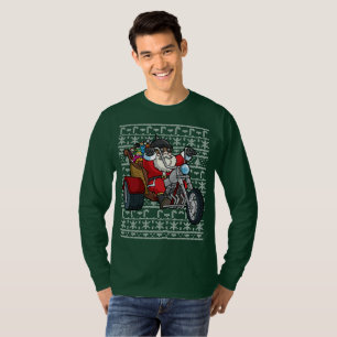 T-shirt Chandail laid le père noël de Noël sur la moto