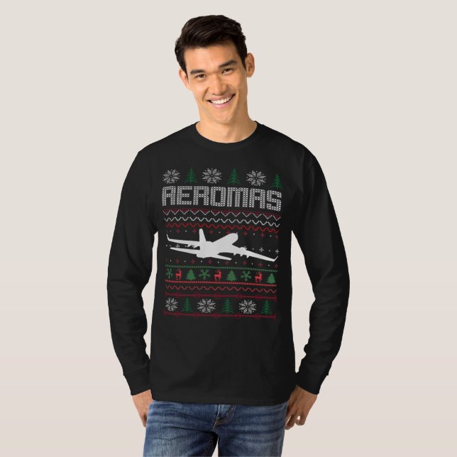T-shirt Chandail laid pilote de Noël (Devant entier)