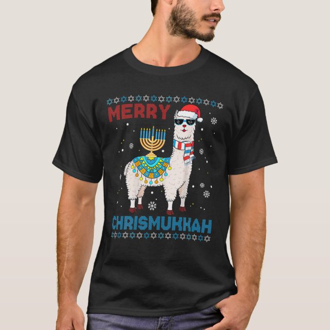 T-shirt Chandail moche de Noël Joyeux Chrismukkah Cute Lla (Devant)