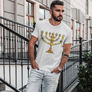 T-shirt Chandelier de ménorah juif en or