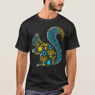 T-shirt Chandelier écureuil dreidel juif Hanukkah femmes M